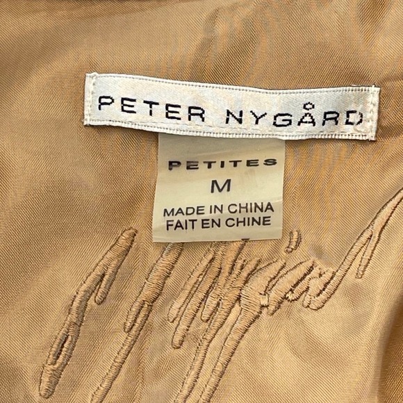 Peter Nygard Petite M Suede Knit Paneled Blazer Jacket Tan‎ Beige Button Front - Picture 5 of 11
